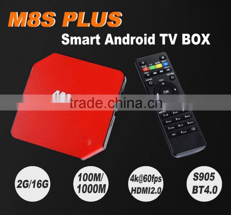 2.4G/5.8G WIFI Gigabit LAN KODI 16.0 Amlogic S905 2G+16G Android 5.1 m8s plus android tv box