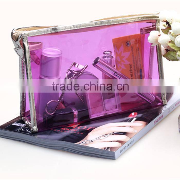 Transparent cosmetic bag pvc/Clear Travel Size Toiletry bag Bottles Carry On makeup pouch /portable toilet bag