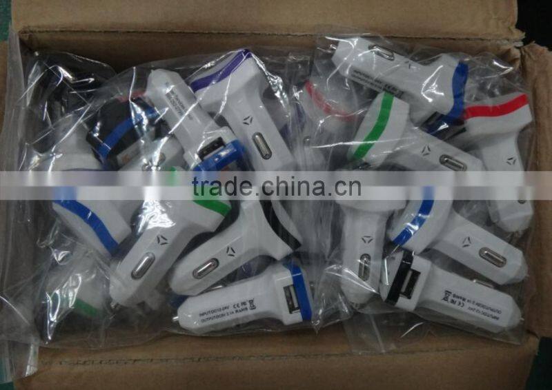 Best design 5V 2.1A 3.1A mini usb car charger adapter for Iphone Samsung
