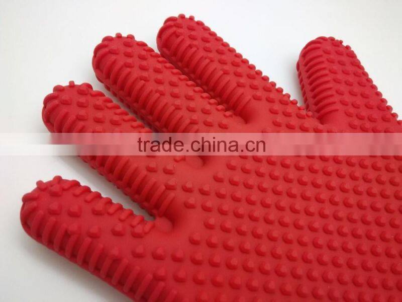 36CM heat resistant five finger silicone grill glove