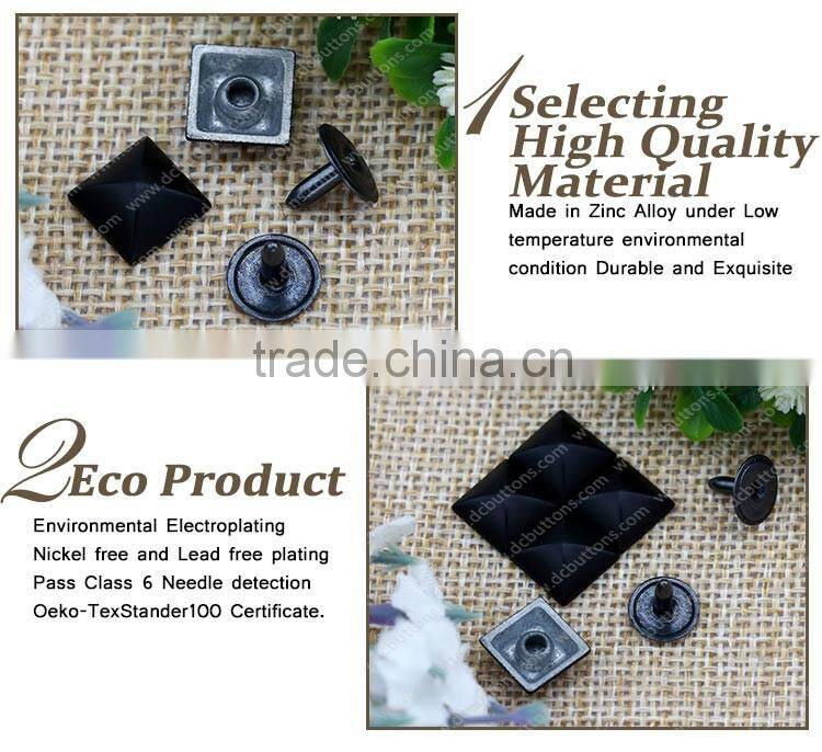 Black square shape alloy fashion jeans rivet for ciothing accessory