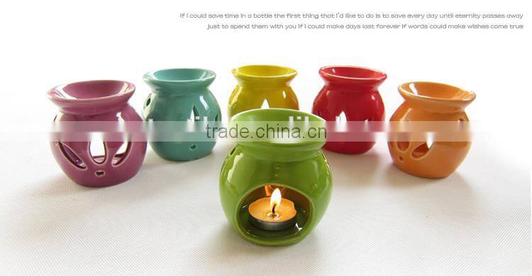 Factory mde flower embossed design ceramic Incense burner embossed logo oil burner