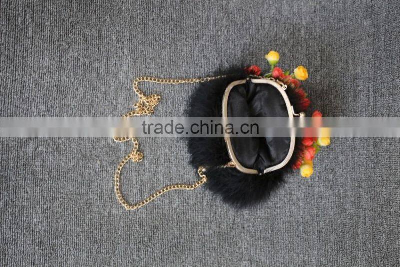 Fashion Design Winter Girls Fur Hand Bags / Hot Sell Turkey Fur Key Bag Cheap Price
