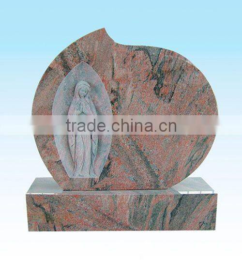 American style Virgin Mary Custom Design Mutiple Color Red Granite Tombstone