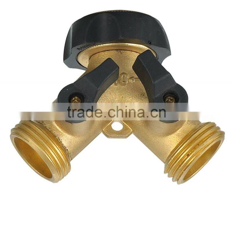 Metal Garden Accessory 2-Way Brass Hose Quick Connector