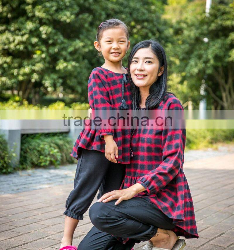 cotton yarn dye plaid women pajama suit
