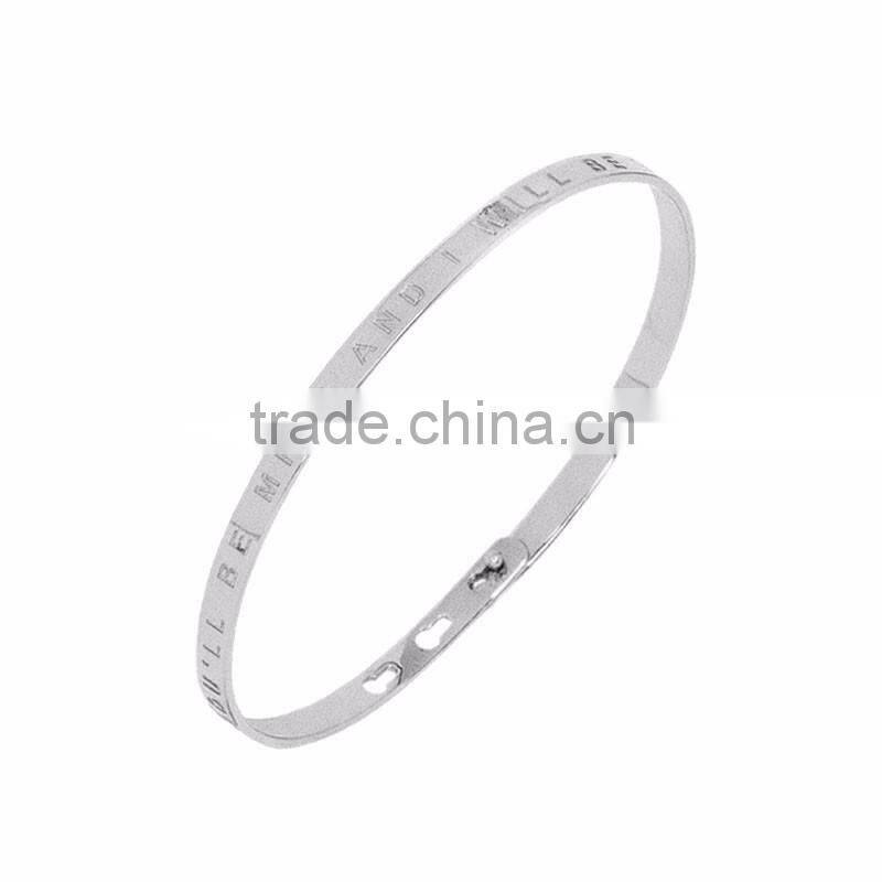 Memories Bangles with Customize Design Word 'YOU'LL BE MINE AND I WILL BE YOURS' with 4mm/7mm Width