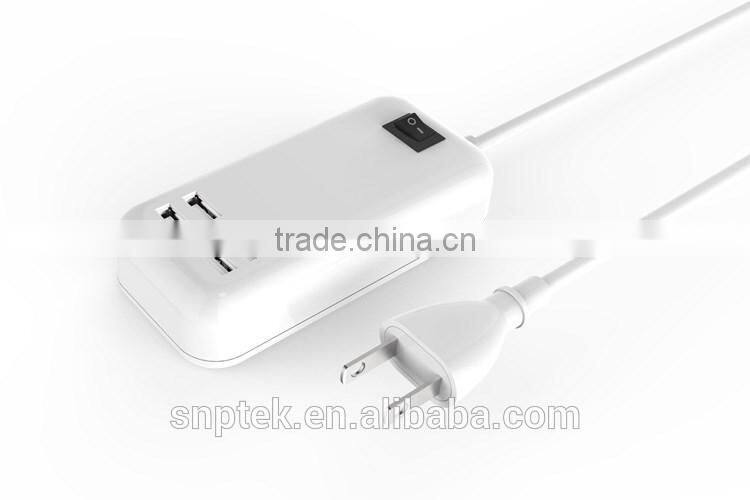 Multiple USB 4 Ports 3A Charger Quick USB desktop Charger with button swift for iPhone iPad SamsungGalaxy Pad