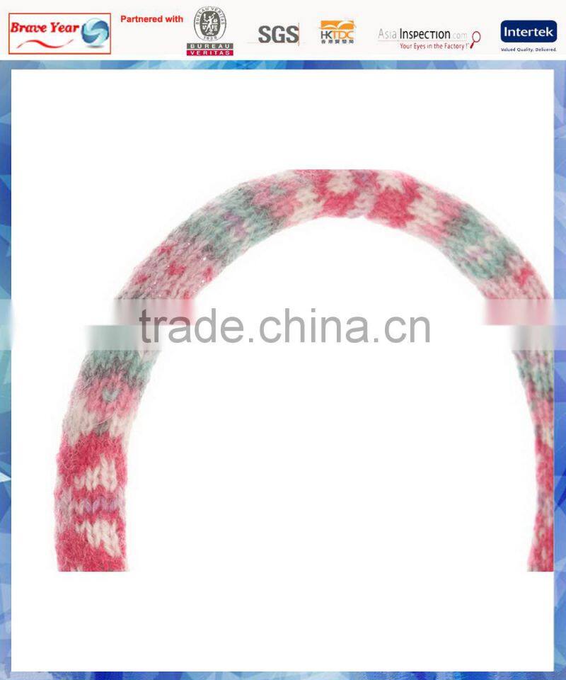 sleeping fairisle cat knitted animal earmuffs with 3D butterfly cosage