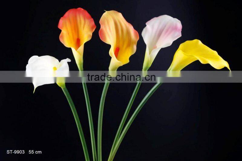 61 cm PVC Real Touch Tulip Spray with 3 Leaves Artificial Flower