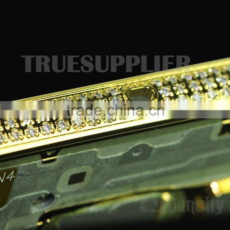 Luxury Wholesale 24kt golden middle plate frame with diamond for Samsung galaxy S6