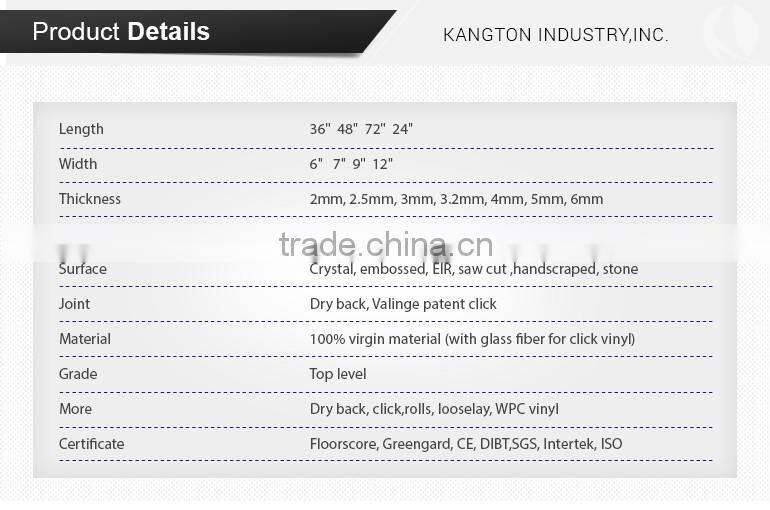 Fashionable Indoor anti slip wood like luxury Vinyl Flooring