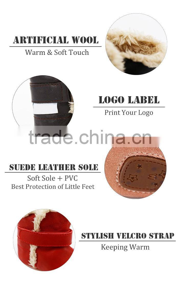 Fashion Winter Genuine Soft Sole Leather Unisex Baby Fur Boots Shoes for Boys and Girls