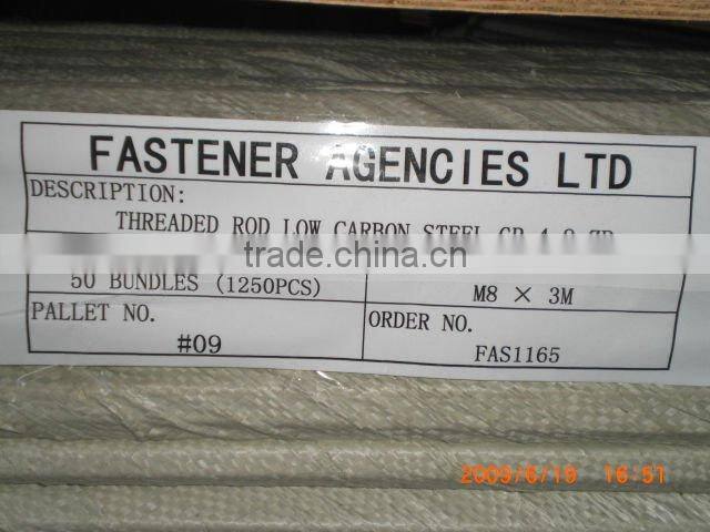 yellow zinc plated threaded rod