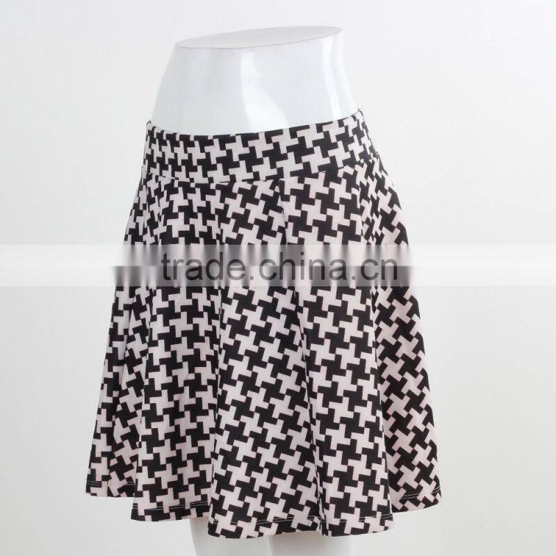 F5S43015 European Style Women Houndstooth Printed Flippy Skirts