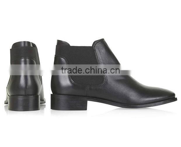 2016 top hot fashion high quality black color pu upper chelsea style women ladies boots shoes
