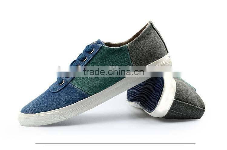 3 tones patchwork upper vulcanized trainer lace up men sneakers cheap casual canvas shoes male