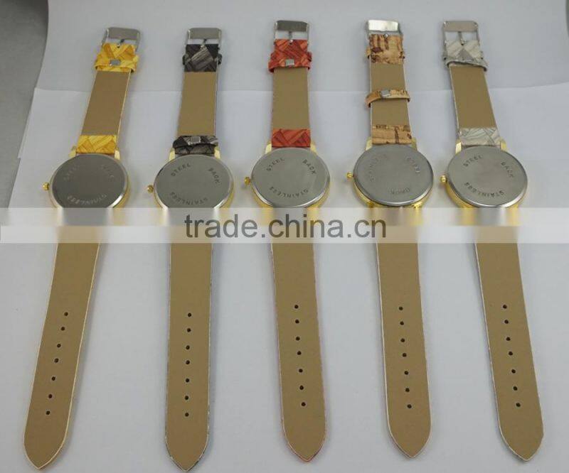 Cheap top sell leather WOODEN print fashion unisex wrist watches