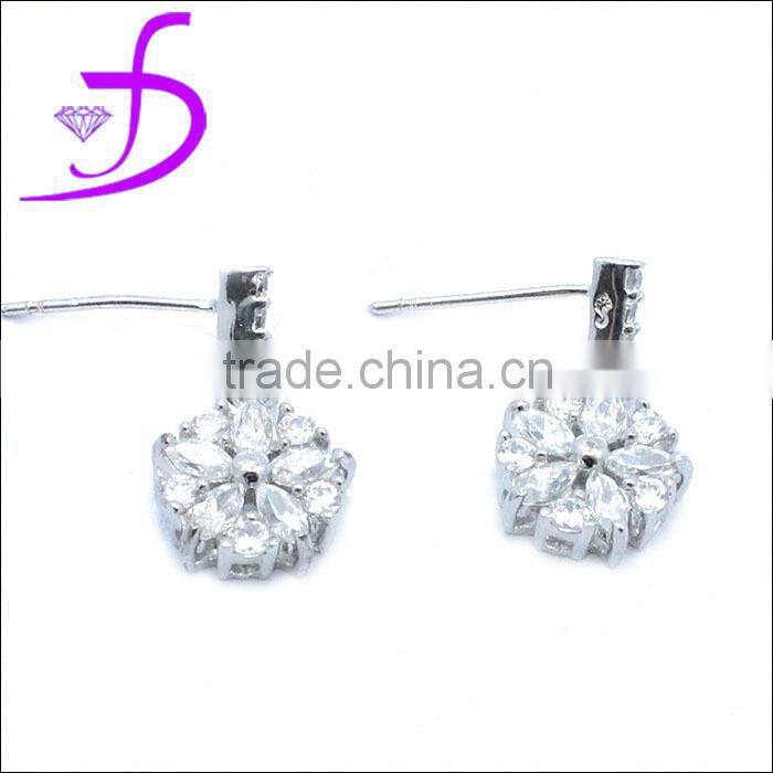 925 Silver Jewelry,Crystal Wedding earring,Silver earrings Design For Girls