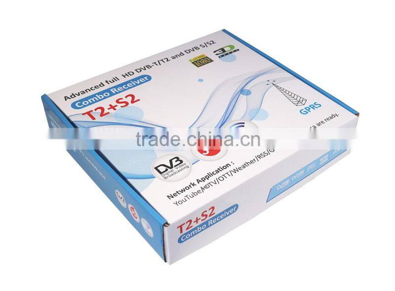 2016 factory new design support wifi POWERVU YOUTUBE BISS dvb t2 and s2 combo decoder