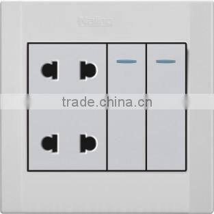 Wenzhou High Quality pure white 2 gang 4 pin electrical wall switches sockets