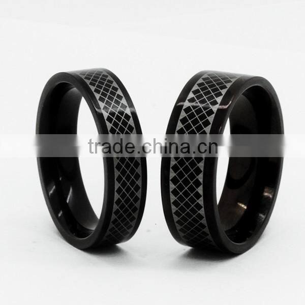 Cool carbon fiber couple wedding rings coffee plated with laser