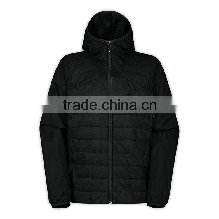 men light eiderdown hooded jacket dark black down feather jacket