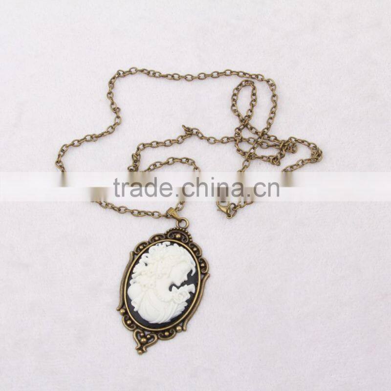 fashion jewelry necklace steampunk necklace classical silhouette cameo pendant 2015 new party dress made in China yiwu