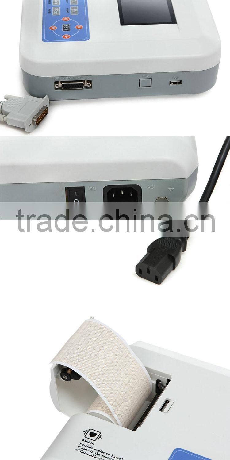 High resolution 480*270 wider Touch screen portable Standard 12 Lead ecg soft keyboard control