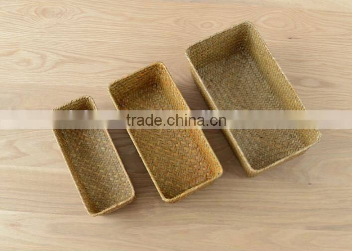 a basket made of natural straw seagrass for housewaring with no handle