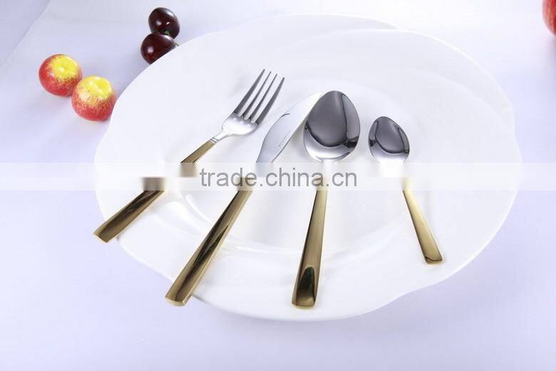 High quality 4 pcs stainless steel cutlery set with pvd coating , rose gold cutlery, stainless steel first horse cookware set