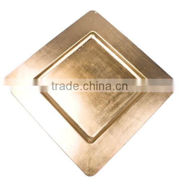 silver cheap plastic square charger plate decorative gilded dry fruit tray/square sliver charger plates