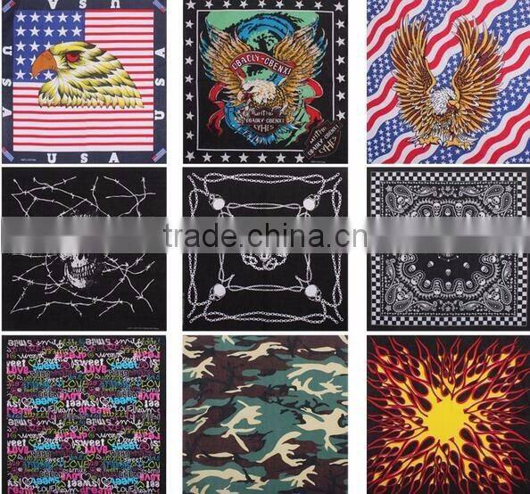 Hot 100% Cotton 22x22" Double Sided Printing Head Wrap Scarf Wristband Bandanas