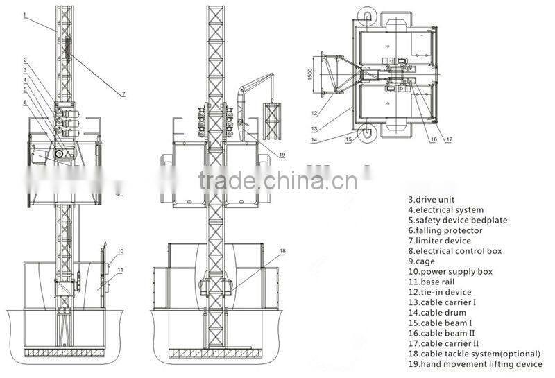 SC200 2tons construction elevator for sale
