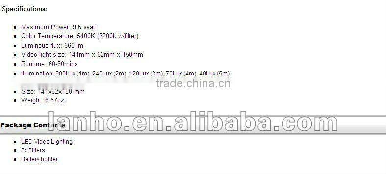 CN-160 LED Video Light for Camera DV Camcorder Lighting