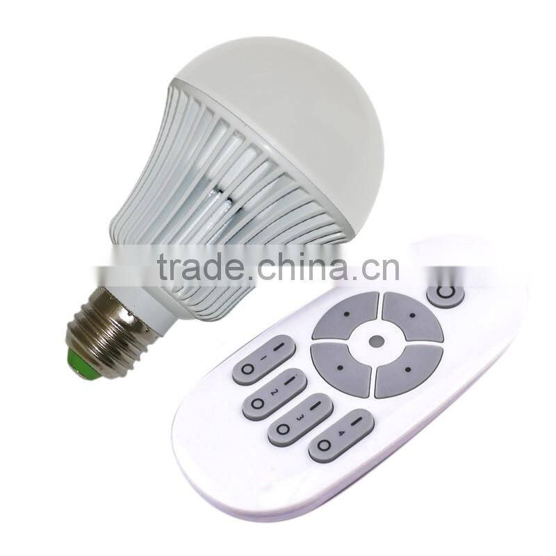 New 2.4G Wireless E27 6W/9W/12W led lighting Bulb Lamp light with Remote controller(6W)