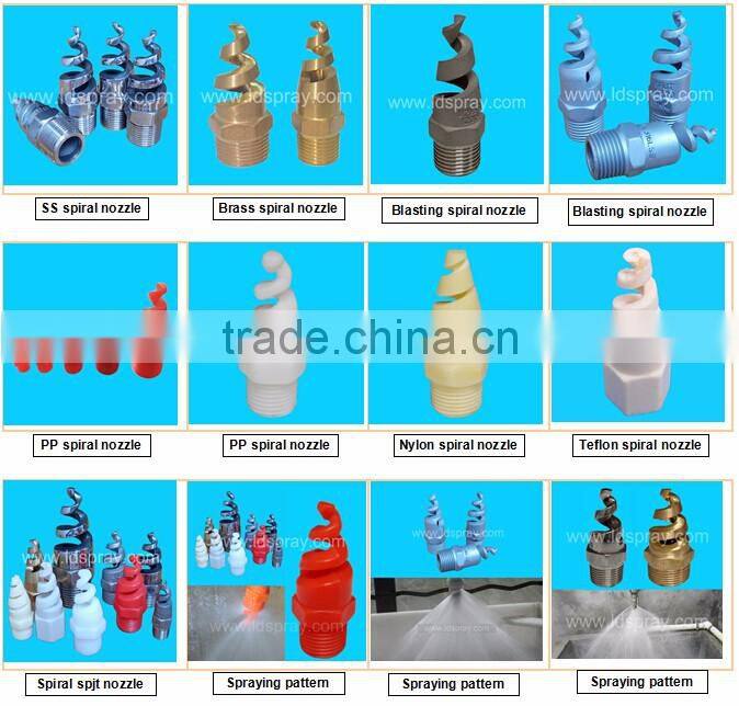 Dongguan stainless steel brass or plastic water spiral spray nozzle