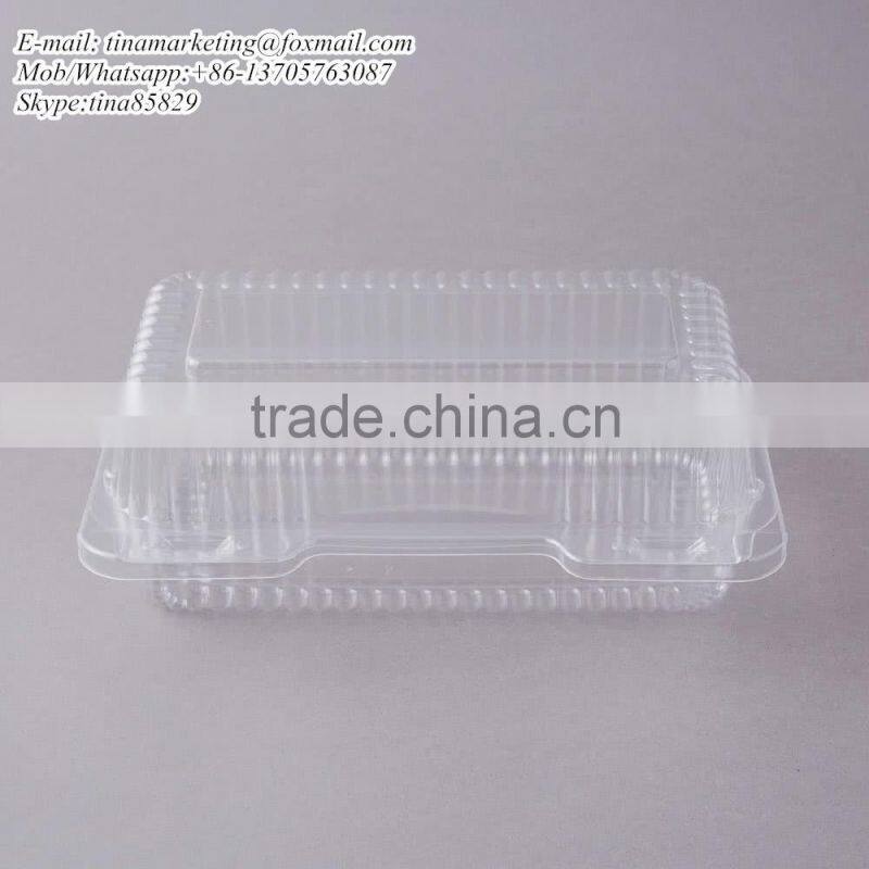 Durable Packaging Deep Clear Hinged Plastic Container, BOPS Clamshell Food Take Away Box for Cake, Hotdog