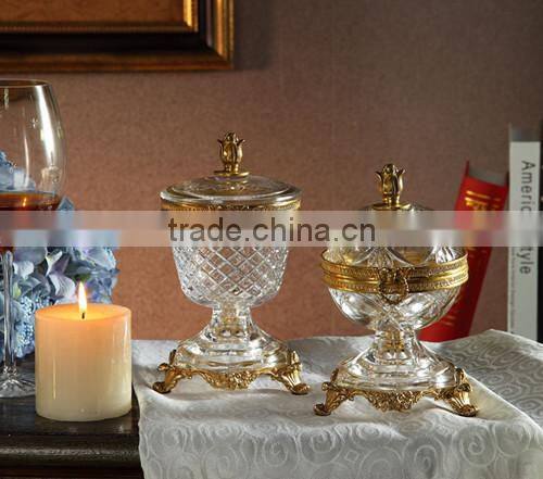 Royal Bronze Crystal Fruit Bowl, Unique Home Decorative Crystal with Brass Fruit Bowl (BF01-0207-1)
