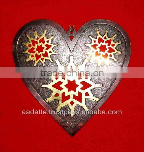 Hot sale Christmas decoration metal crafts hanging heart