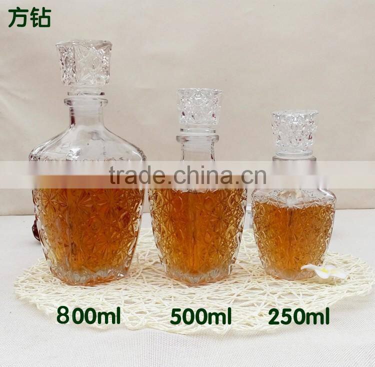 Wine Decanter & Whisky Glasses, Crystal Square Whiskey Decanter with Stopper.