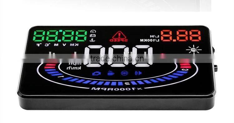 OBD2 Car Multi-color New HUD Head Up Display System 5.5 Inch HUD E300 display local time