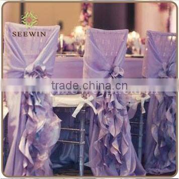 size pattern fitted elegant purple ruffled chaivari rosette pattern wedding banquet chair cover