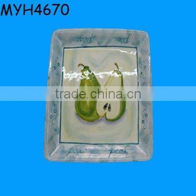 Handmade glazed ceramic oval shaped serving plates