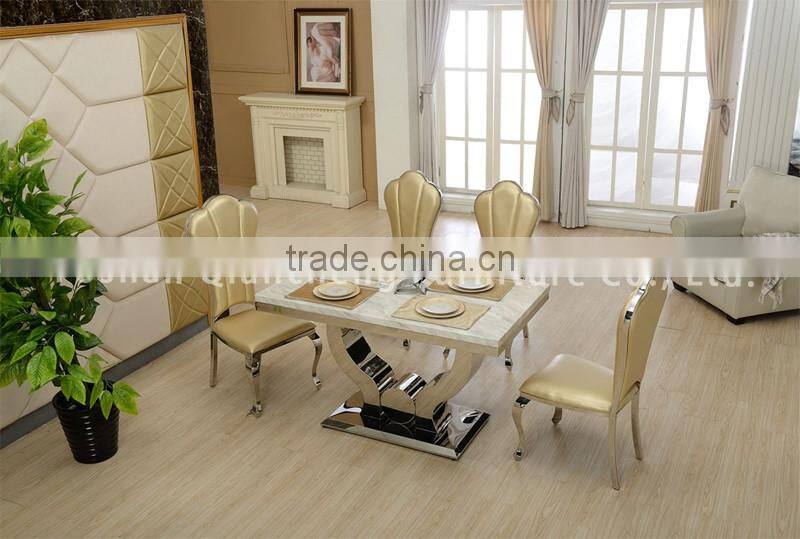 hot cake marble dining table with strong stainless steel base