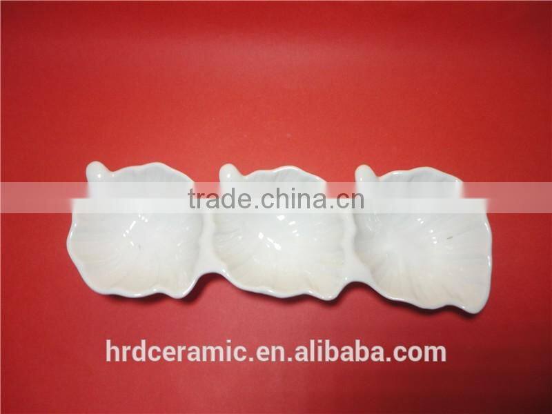 Stocked wholesale best prices porcelain bowl ceramic dish leaf shape