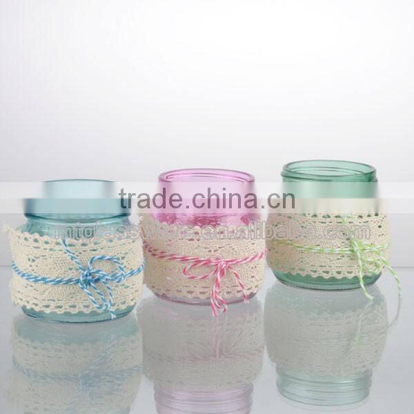 bud silk cloth 4colorful machine made glass mason jar vase