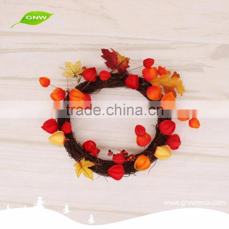 GNW CHWR-1605034 Customized Promotional green artificial christmas wreath for home decoration