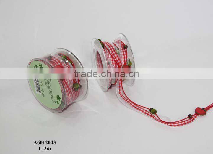 red plaid ribbon with apple deco