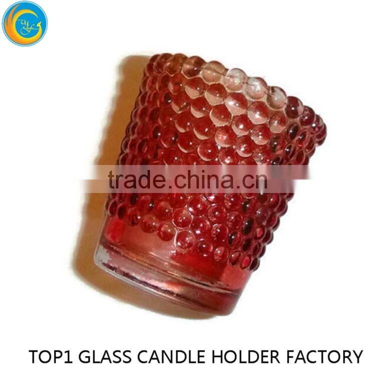 Red glass tea light holde